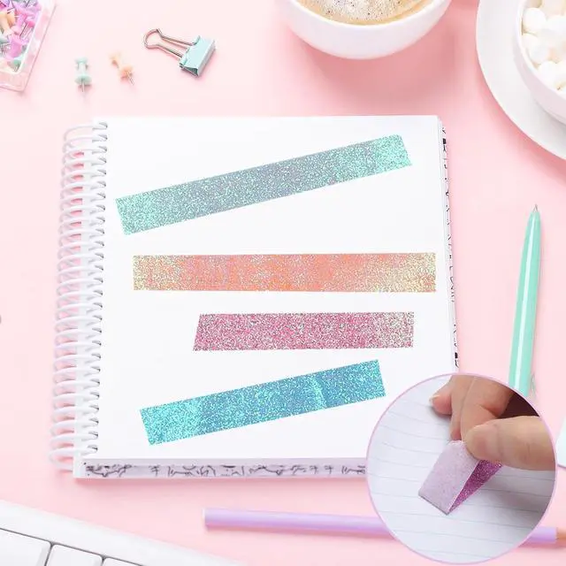 Alt view image 4 of 7 - 12 Rolls Glitter Washi Tape Set Christmas Washi Masking Tape Decorative Adhesive Tape for Scrapbooking DIY Crafts Crafters Embellished Journals Planners Cards Gift Wrapping Ribbons Wedding (B)