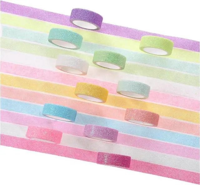 Alt view image 5 of 7 - 12 Rolls Glitter Washi Tape Set Christmas Washi Masking Tape Decorative Adhesive Tape for Scrapbooking DIY Crafts Crafters Embellished Journals Planners Cards Gift Wrapping Ribbons Wedding (B)