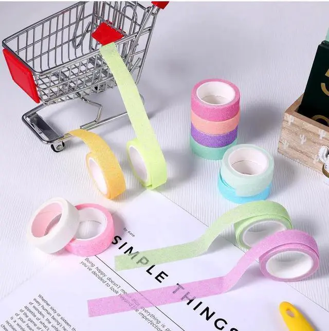 Alt view image 6 of 7 - 12 Rolls Glitter Washi Tape Set Christmas Washi Masking Tape Decorative Adhesive Tape for Scrapbooking DIY Crafts Crafters Embellished Journals Planners Cards Gift Wrapping Ribbons Wedding (B)