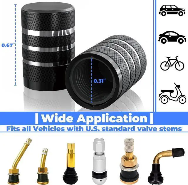 Alt view image 2 of 7 - 12Pcs Car Tire Valve Stem Caps, Tire Air Cap for Car Accessories | Universal Stem Covers, Plastic Liner Corrosion Resistant Car Wheel Tires Pressure Cap for Cars Motorcycles Suvs Trucks