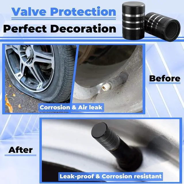 Alt view image 4 of 7 - 12Pcs Car Tire Valve Stem Caps, Tire Air Cap for Car Accessories | Universal Stem Covers, Plastic Liner Corrosion Resistant Car Wheel Tires Pressure Cap for Cars Motorcycles Suvs Trucks