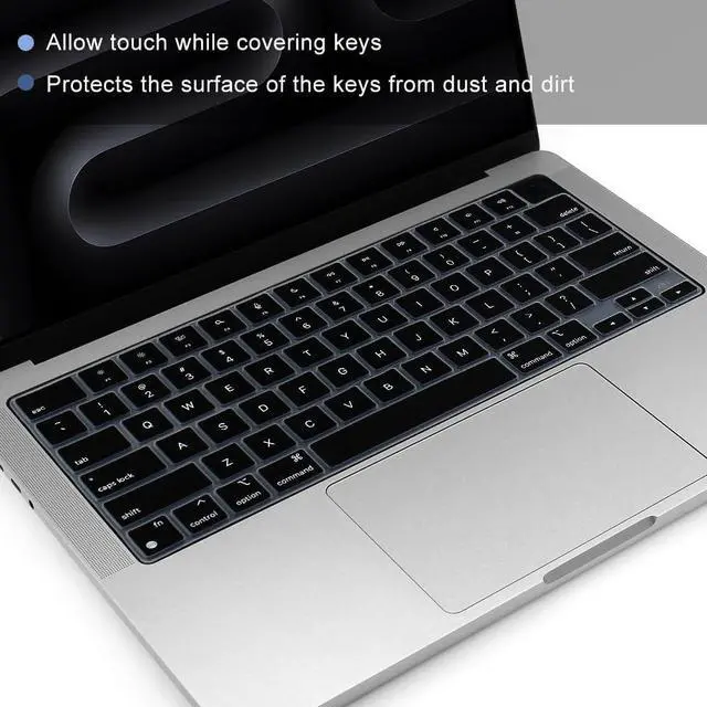 Alt view image 3 of 7 - Silicone Keyboard Cover Skin for 2026-2021 MacBook Pro 14" 16 inches M5 M4 M3 M2 M1 A3426 A3427 A3428 A3429 A3434 A3112 A3185 A3401 US/ANSI Layout Protector Accessories(Black)