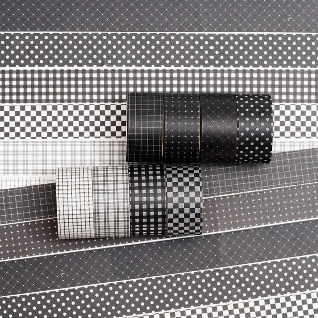 Alt view image 2 of 7 - Black Grid Washi Tape Set 8 Rolls Plaid Decorative Masking Tapes for Arts, DIY Crafts, Journals, Planners, Scrapbook, Wrapping