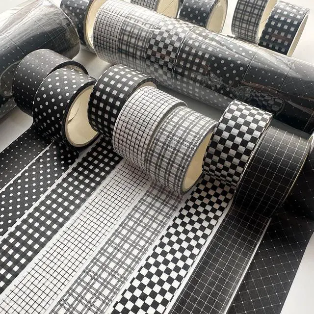 Alt view image 3 of 7 - Black Grid Washi Tape Set 8 Rolls Plaid Decorative Masking Tapes for Arts, DIY Crafts, Journals, Planners, Scrapbook, Wrapping