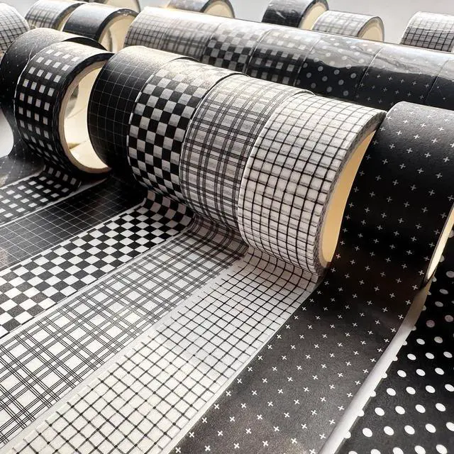 Alt view image 5 of 7 - Black Grid Washi Tape Set 8 Rolls Plaid Decorative Masking Tapes for Arts, DIY Crafts, Journals, Planners, Scrapbook, Wrapping