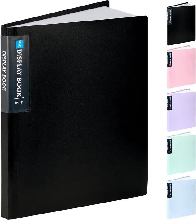 Main image of Sooez Art Portfolio 9"x12", 40 Pockets Large Display Folder with 80 Pages | Heavy Duty Presentation Book with Clear Sheet Protectors for Artwork Document Organizer Binder