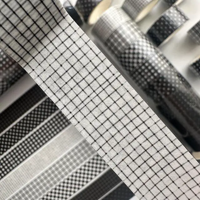 Alt view image 7 of 7 - Black Grid Washi Tape Set 8 Rolls Plaid Decorative Masking Tapes for Arts, DIY Crafts, Journals, Planners, Scrapbook, Wrapping