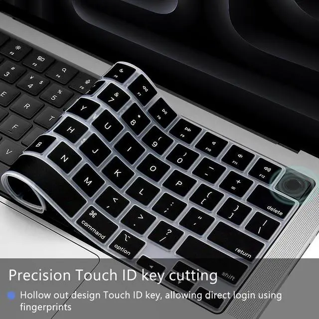Alt view image 5 of 7 - Silicone Keyboard Cover Skin for 2026-2021 MacBook Pro 14" 16 inches M5 M4 M3 M2 M1 A3426 A3427 A3428 A3429 A3434 A3112 A3185 A3401 US/ANSI Layout Protector Accessories(Black)