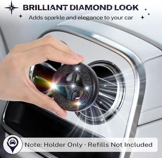 Alt view image 3 of 7 - 1 Pack Car Scent Holder Compatible with Bath & Body Works Refills | Car Fragrance Holder, Air Freshener Vent or Visor Clip, Refillable Diffuser, Easy-Open, Refills Not Included, Diamond Black