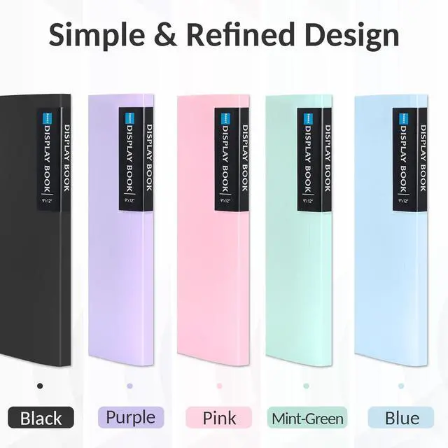 Alt view image 3 of 7 - Sooez Art Portfolio 9"x12", 40 Pockets Large Display Folder with 80 Pages | Heavy Duty Presentation Book with Clear Sheet Protectors for Artwork Document Organizer Binder