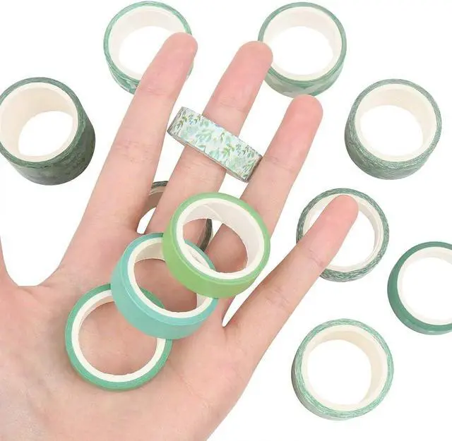 Alt view image 4 of 6 - CCINEE 12 Rolls Green Washi Tape Set,Tropical Greenery Leaves Masking Tape for Bullet Journal Scrapbooking Planners Craft Supply