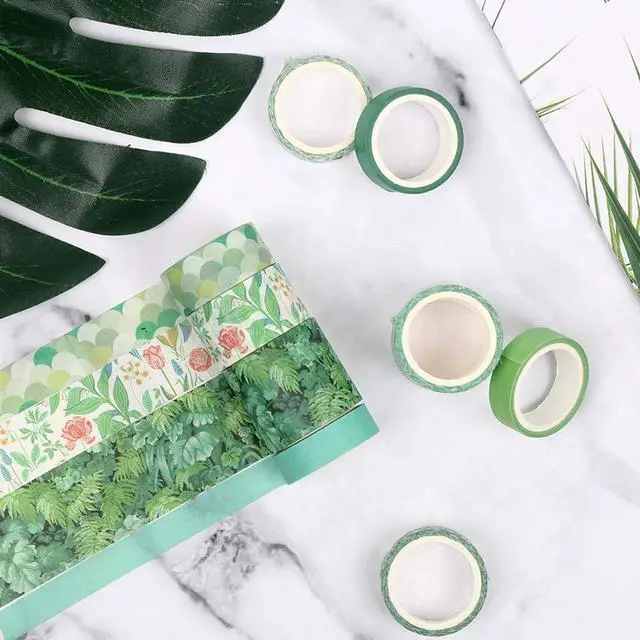 Alt view image 5 of 6 - CCINEE 12 Rolls Green Washi Tape Set,Tropical Greenery Leaves Masking Tape for Bullet Journal Scrapbooking Planners Craft Supply