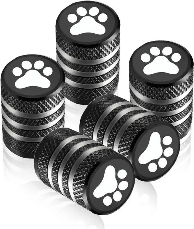 Main image of Pack-5 Tire Valve Stem Cap Cover, Dog Paw Tire Caps Leak-Proof Corrosion Resistant Alloy for Car Motorcycle (Black)