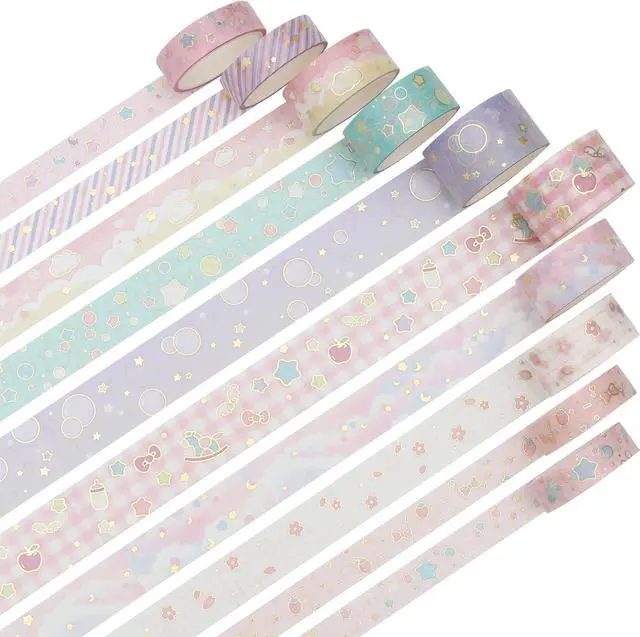 Alt view image 2 of 7 - Creative Washi Tape Set 10 Rolls Gold Foil Print Decorative Masking Tapes for Arts, DIY Crafts, Journals, Planners, Scrapbook, Wrapping (Cute Sweety)