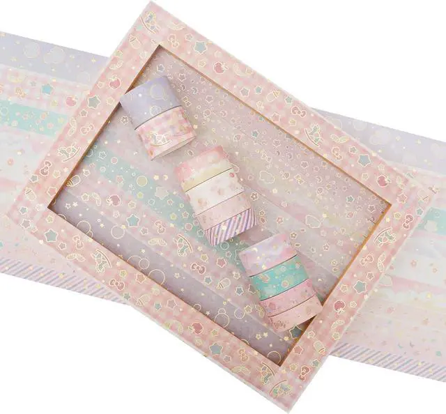 Alt view image 3 of 7 - Creative Washi Tape Set 10 Rolls Gold Foil Print Decorative Masking Tapes for Arts, DIY Crafts, Journals, Planners, Scrapbook, Wrapping (Cute Sweety)