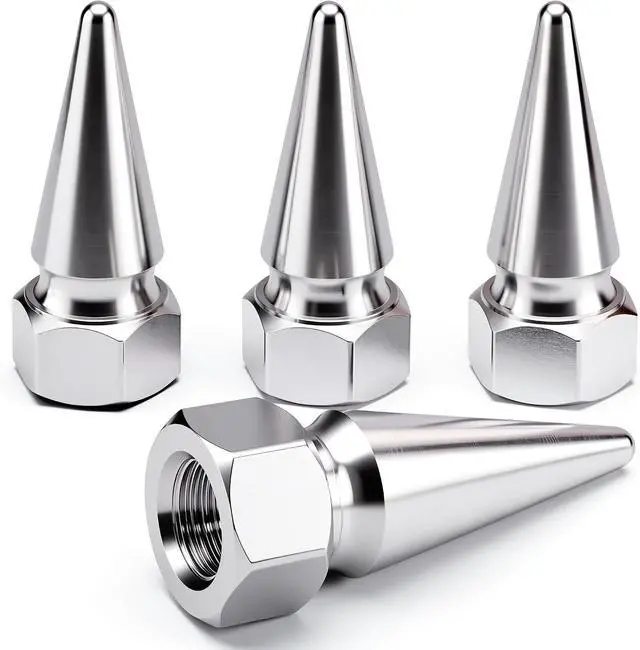 Main image of 4PCS Spiked Shape Tire Valve Stem Caps, Aluminum Car Air Stem Cap, Universal Dustproof Tire Valve Stem Covers for Cars, SUV, Trucks, Bikes, Motorcycles, Bicycles(Silver)