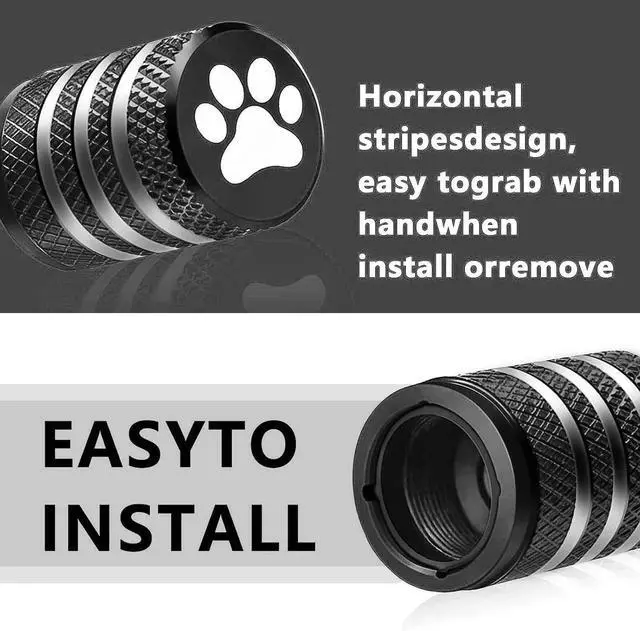 Alt view image 4 of 6 - Pack-5 Tire Valve Stem Cap Cover, Dog Paw Tire Caps Leak-Proof Corrosion Resistant Alloy for Car Motorcycle (Black)