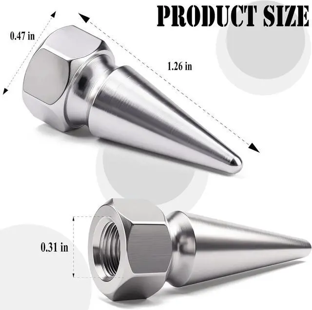 Alt view image 2 of 7 - 4PCS Spiked Shape Tire Valve Stem Caps, Aluminum Car Air Stem Cap, Universal Dustproof Tire Valve Stem Covers for Cars, SUV, Trucks, Bikes, Motorcycles, Bicycles(Silver)