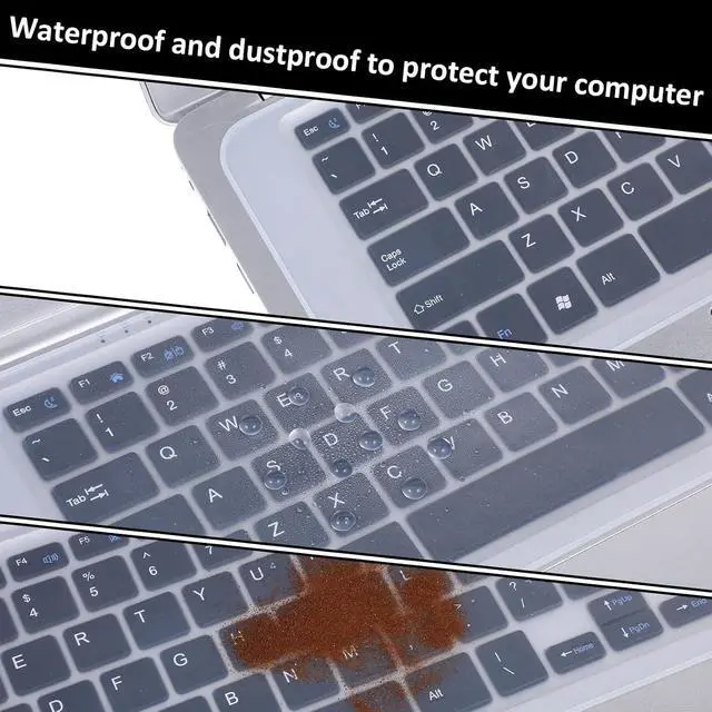 Alt view image 6 of 7 - Universal Keyboard Cover Protector Skin for 13", 14", 15.6" Laptop Notebook Waterproof Dustproof Clear Ultra Thin Silicone Keyboard Covers for 15"-17.3"