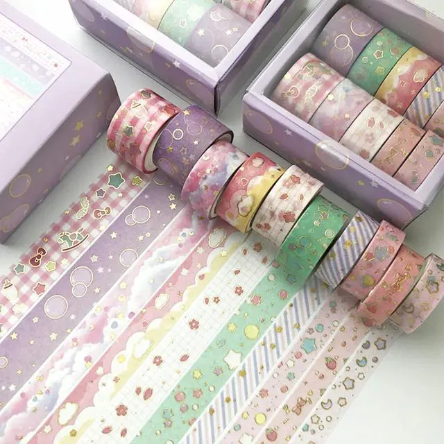 Alt view image 5 of 7 - Creative Washi Tape Set 10 Rolls Gold Foil Print Decorative Masking Tapes for Arts, DIY Crafts, Journals, Planners, Scrapbook, Wrapping (Cute Sweety)