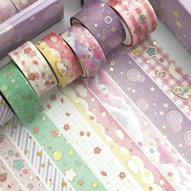 Alt view image 6 of 7 - Creative Washi Tape Set 10 Rolls Gold Foil Print Decorative Masking Tapes for Arts, DIY Crafts, Journals, Planners, Scrapbook, Wrapping (Cute Sweety)