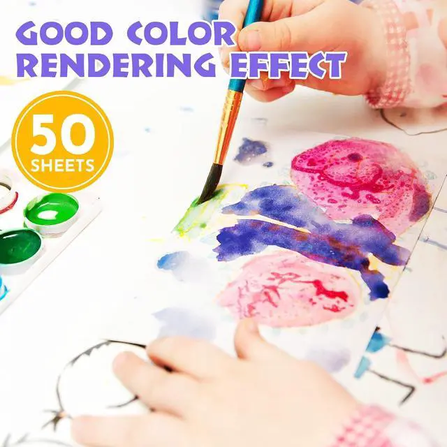 Alt view image 3 of 7 - AROIC 50 Sheets Watercolor Paper Bulk,6 Sizes 9"x12",8"x10",8"x8" (300 GSM) | White Water Color Paper for Kids, Adults, Artists, Painting & Craft Paper, Watercolor Paper, Drawing Supplies