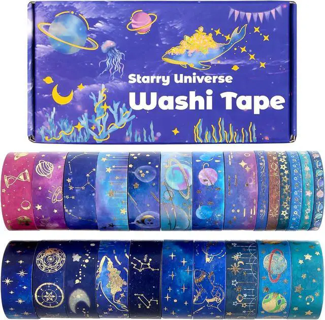 Main image of 24 Rolls Washi Tape Set - Gold Foil Galaxy Decorative Masking Tape Constellation,Stars,Celestial,Adhesive Tape for Bullet Journal,Diy Craft,Scrapbooking Supplies,Gift Wrapping,Party decoration