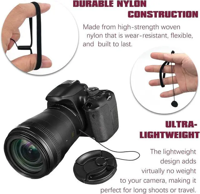 Alt view image 3 of 6 - 10-Pack Camera Lens Cap Keepers Universal Lens Cap Leash Tether Holders for Canon, Nikon, Sony, Sigma & Tamron DSLR/Mirrorless Lenses