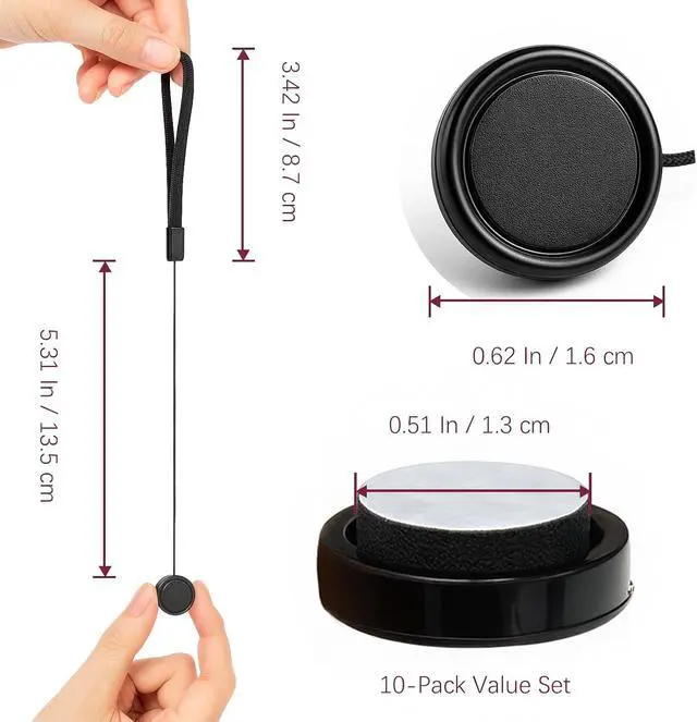 Alt view image 2 of 6 - 10-Pack Camera Lens Cap Keepers Universal Lens Cap Leash Tether Holders for Canon, Nikon, Sony, Sigma & Tamron DSLR/Mirrorless Lenses
