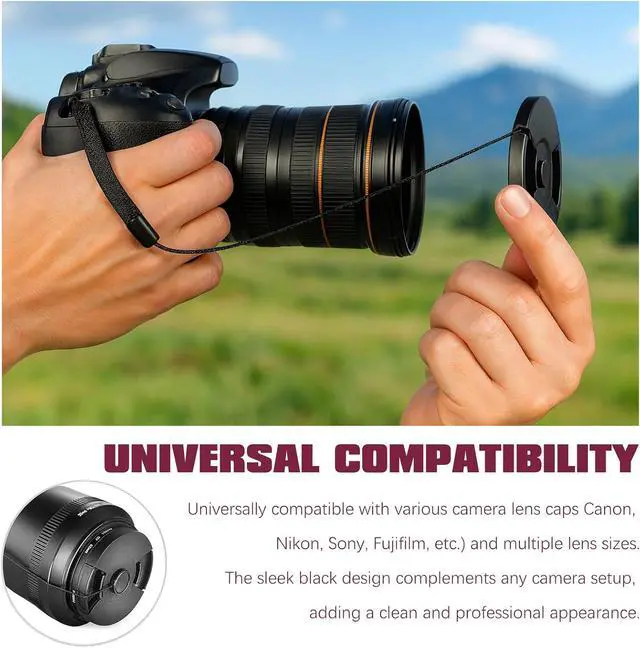 Alt view image 5 of 6 - 10-Pack Camera Lens Cap Keepers Universal Lens Cap Leash Tether Holders for Canon, Nikon, Sony, Sigma & Tamron DSLR/Mirrorless Lenses