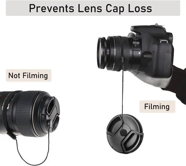 Alt view image 3 of 5 - Lens Cap Keeper Cords, Elastic Anti-Loss Lens Cap Tethers for DSLR Cameras | Stretchable cords keep lens caps securely attached to cameras. Compatible with most DSLR and mirrorless lenses.