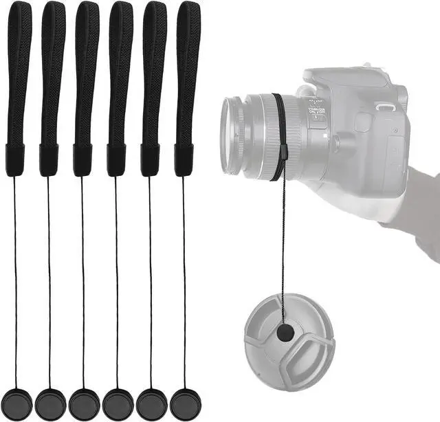 Main image of Lens Cap Keeper Cords, Elastic Anti-Loss Lens Cap Tethers for DSLR Cameras | Stretchable cords keep lens caps securely attached to cameras. Compatible with most DSLR and mirrorless lenses.