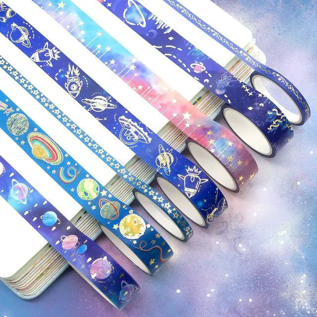 Alt view image 3 of 7 - 24 Rolls Washi Tape Set - Gold Foil Galaxy Decorative Masking Tape Constellation,Stars,Celestial,Adhesive Tape for Bullet Journal,Diy Craft,Scrapbooking Supplies,Gift Wrapping,Party decoration