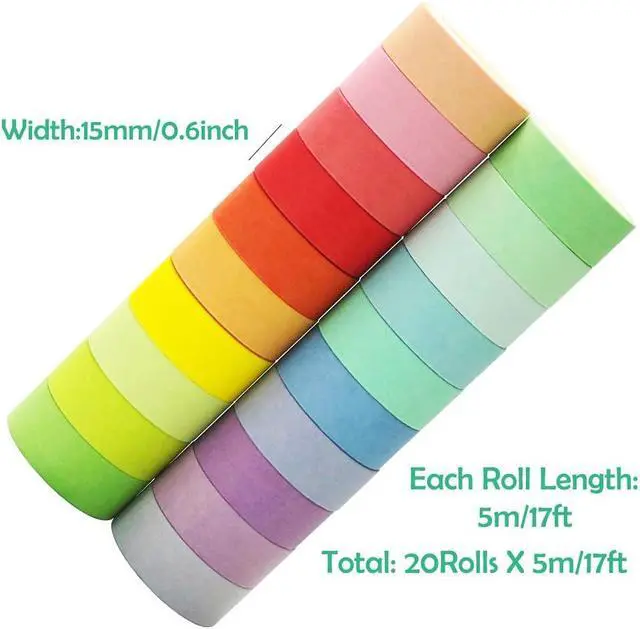 Alt view image 2 of 6 - 20 Rolls Washi Tape Set, Rainbow Washi Tape Colorful Masking Tape 15mm Wide, Decorative Tape for Bullet Journal, Book, Planner, Scrapbooking, DIY Arts Crafts