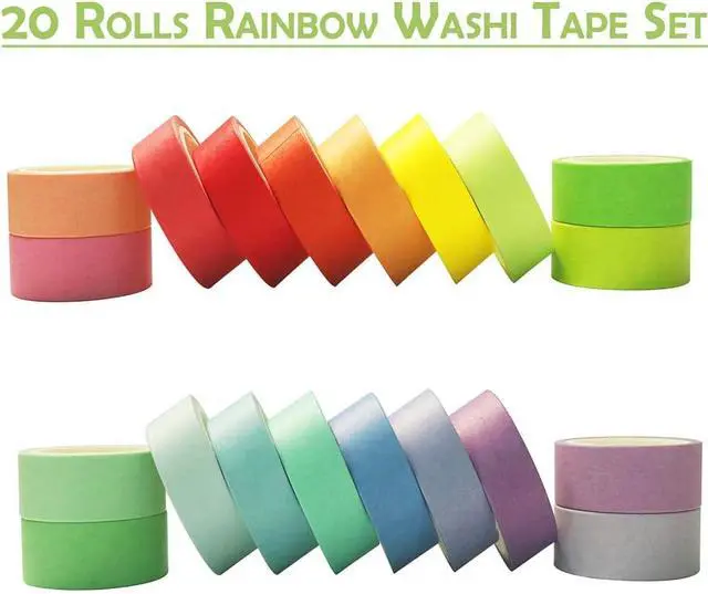 Alt view image 3 of 6 - 20 Rolls Washi Tape Set, Rainbow Washi Tape Colorful Masking Tape 15mm Wide, Decorative Tape for Bullet Journal, Book, Planner, Scrapbooking, DIY Arts Crafts