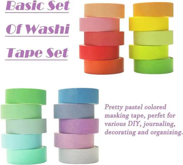 Alt view image 4 of 6 - 20 Rolls Washi Tape Set, Rainbow Washi Tape Colorful Masking Tape 15mm Wide, Decorative Tape for Bullet Journal, Book, Planner, Scrapbooking, DIY Arts Crafts