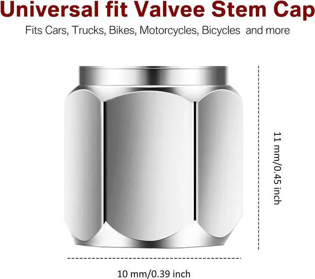 Alt view image 4 of 6 - Frienda 20 Pcs Brass Tire Valve Stem Caps, Hexagon Dustproof Covers, Silver | Fits Motorcycle Bike Bicycle, Rubber O-Ring Seal, Hex Shape, Chrome Valve Caps, Dust Cover