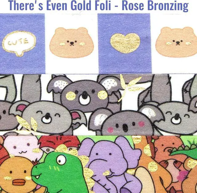 Alt view image 3 of 7 - WAPETASHI Cute Washi Tape Set - 24 Rolls Kawaii Animals Gold Foil Decorative Masking Tape for Journaling, Scrapbooking, Kids DIY Crafts, Aesthetic Supplies, Planners, Bullet Journal