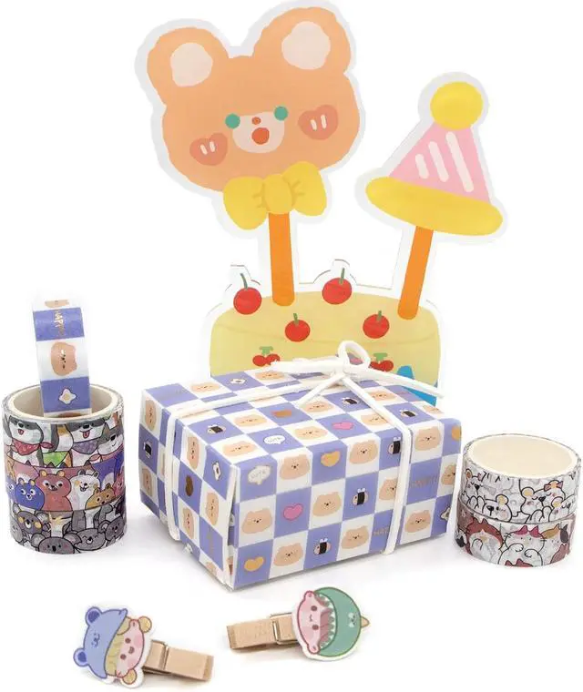 Alt view image 6 of 7 - WAPETASHI Cute Washi Tape Set - 24 Rolls Kawaii Animals Gold Foil Decorative Masking Tape for Journaling, Scrapbooking, Kids DIY Crafts, Aesthetic Supplies, Planners, Bullet Journal