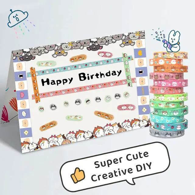 Alt view image 7 of 7 - WAPETASHI Cute Washi Tape Set - 24 Rolls Kawaii Animals Gold Foil Decorative Masking Tape for Journaling, Scrapbooking, Kids DIY Crafts, Aesthetic Supplies, Planners, Bullet Journal