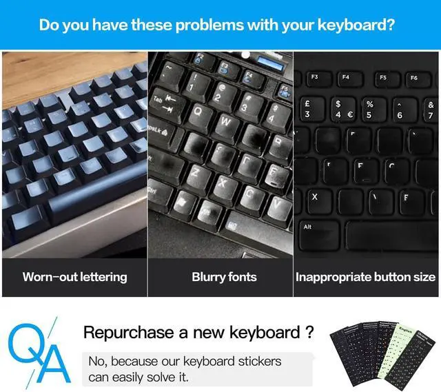 Alt view image 2 of 6 - 2PCS Ukrainian Keyboard Stickers for Computer Laptop Notebook Desktop | Ukraine Keyboard Letters Replacement Sticker with White Letter/Black Background, Cyrillic Russian Belarus Keyboard Stickers