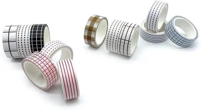 Alt view image 3 of 7 - Basic Washi Tape Set 12 Rolls Dot & Grid Decorative Tapes for Journals, Planners, Scrapbooking, Gift Wrapping, DIY Crafts