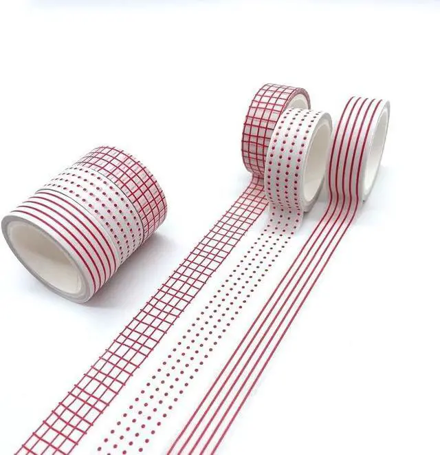 Alt view image 6 of 7 - Basic Washi Tape Set 12 Rolls Dot & Grid Decorative Tapes for Journals, Planners, Scrapbooking, Gift Wrapping, DIY Crafts