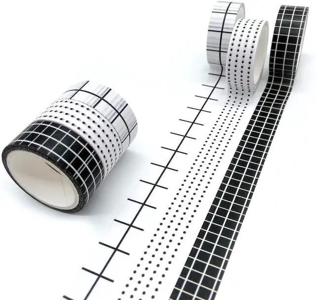Alt view image 7 of 7 - Basic Washi Tape Set 12 Rolls Dot & Grid Decorative Tapes for Journals, Planners, Scrapbooking, Gift Wrapping, DIY Crafts