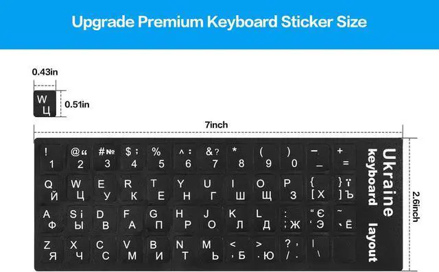Alt view image 6 of 6 - 2PCS Ukrainian Keyboard Stickers for Computer Laptop Notebook Desktop | Ukraine Keyboard Letters Replacement Sticker with White Letter/Black Background, Cyrillic Russian Belarus Keyboard Stickers