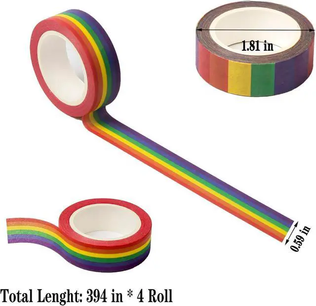 Alt view image 2 of 7 - DERAYEE Rainbow Color Washi Tape, Masking Decorative Tapes for DIY Scrapbook, Planner, Arts & Crafts Gift Wrappings 4 Roll