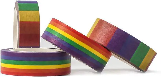 Alt view image 4 of 7 - DERAYEE Rainbow Color Washi Tape, Masking Decorative Tapes for DIY Scrapbook, Planner, Arts & Crafts Gift Wrappings 4 Roll