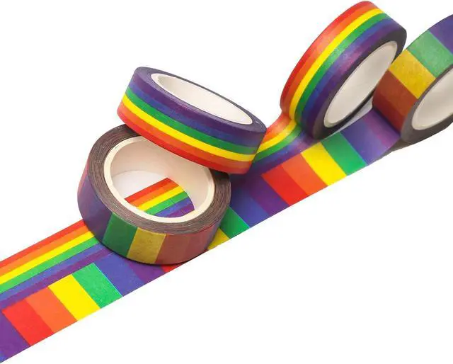Alt view image 3 of 7 - DERAYEE Rainbow Color Washi Tape, Masking Decorative Tapes for DIY Scrapbook, Planner, Arts & Crafts Gift Wrappings 4 Roll