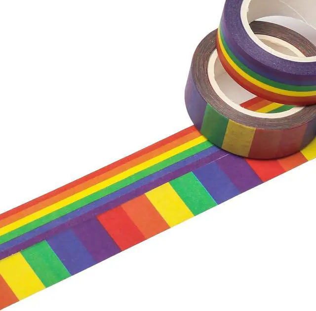 Alt view image 7 of 7 - DERAYEE Rainbow Color Washi Tape, Masking Decorative Tapes for DIY Scrapbook, Planner, Arts & Crafts Gift Wrappings 4 Roll