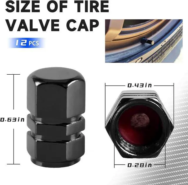 Alt view image 2 of 7 - 12 Pcs Tire Valve Caps, Aluminum Valve Stem Caps, Hexagon Tire Cap with O Rubber Seal, Universal Tire Valve Stem Caps for Cars, Truck, SUV, Motorcycle, Bicycle Accessories (Red Inner Circle) (12)